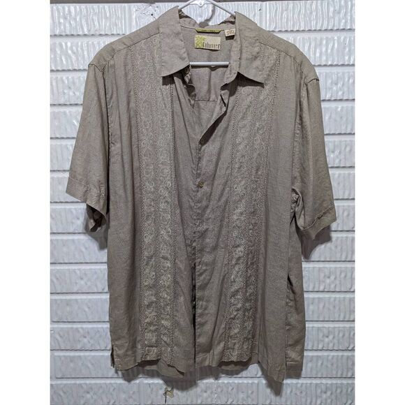 Cubavera Men's Tan Linen Short-Sleeve Button-Down Shirt Size XL - Picture 1 of 6